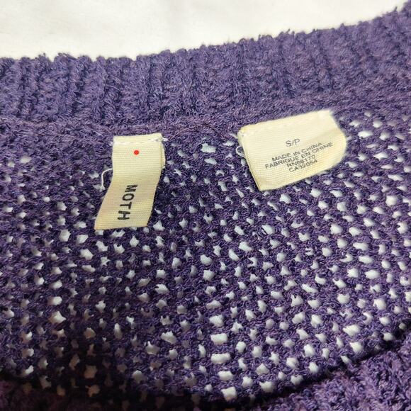 Moth Anthropologie Purple Embroidered Preppy Saddleback Horse Sweater Small Twee - Picture 8 of 14